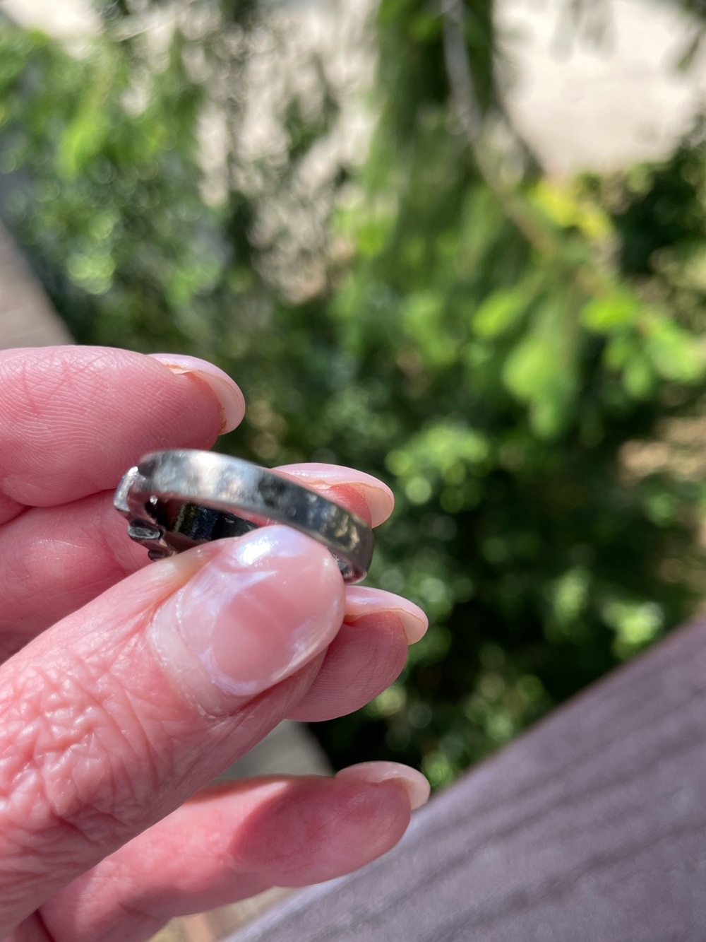 Elegant Cocktail Ring with Dark and Light Blue Stones in Dark Metal Finish, 7 - Picture 7 of 12